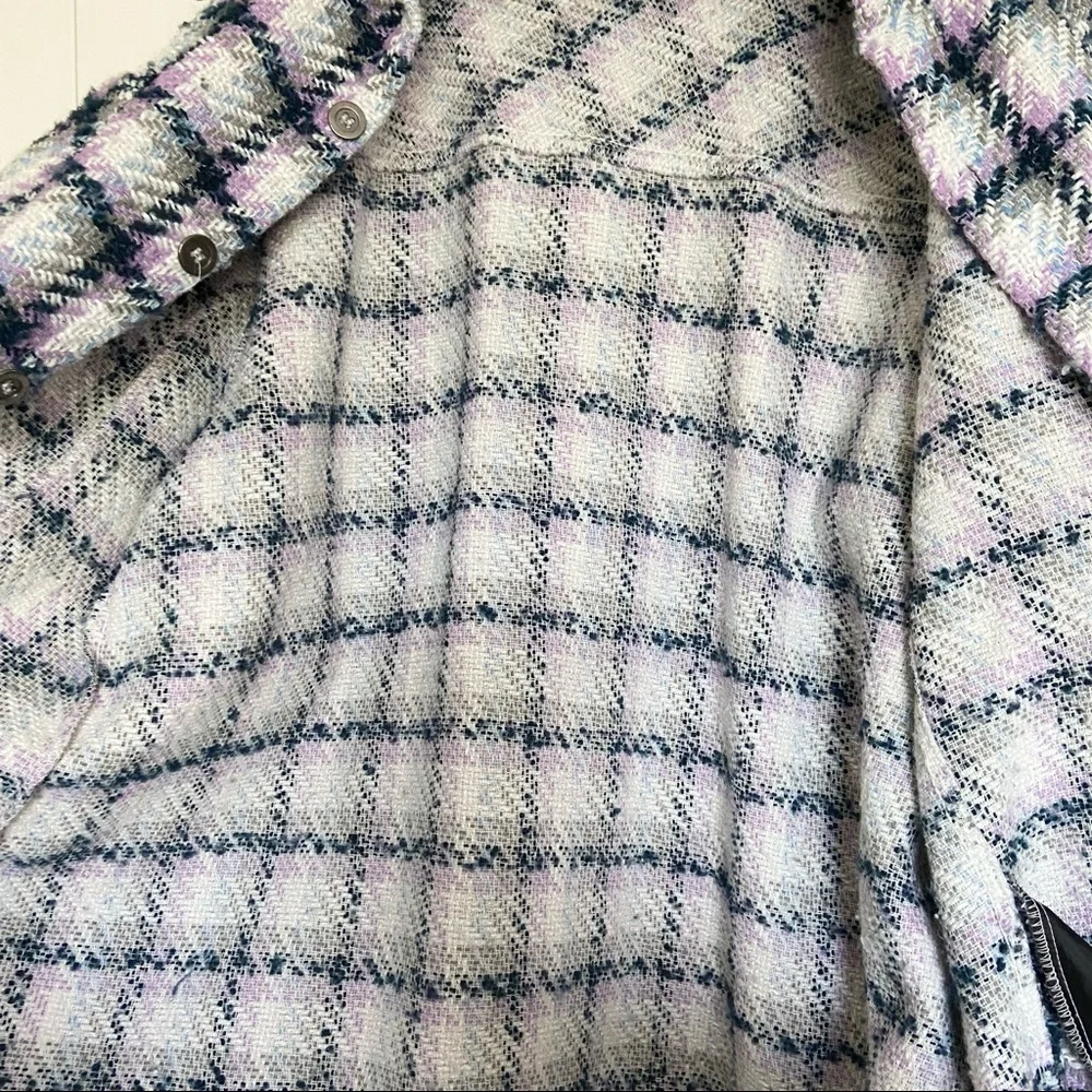 Knit Oversized Shacket EPTM Women’s XL Purple White Navy Blue Plaid